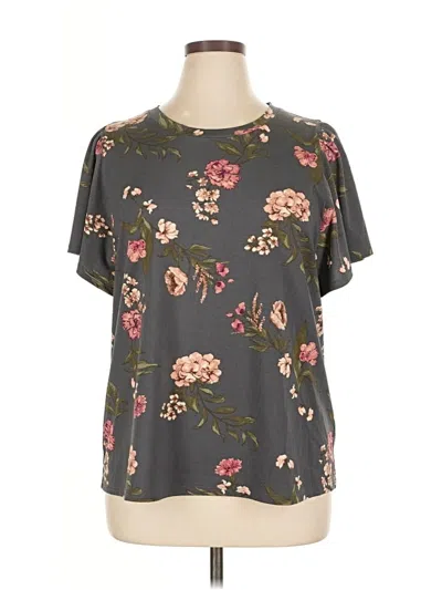 Pre-owned 24/7 Maurices Short Sleeve Blouse In Gray