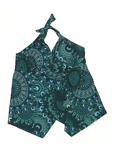 Pre-owned Swimsuits For All Swimsuit Top Teal Paisley Pattern Swimwear In Blue