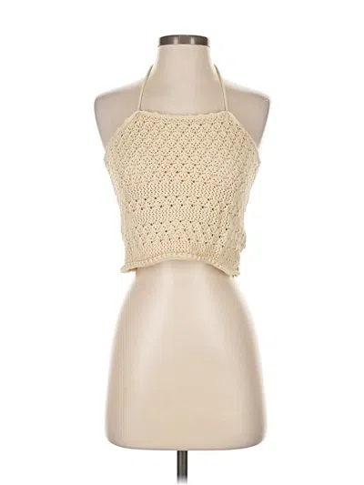 Pre-owned House Of Harlow 1960 Sleeveless Top Ivory Halter Neckline Tops In White