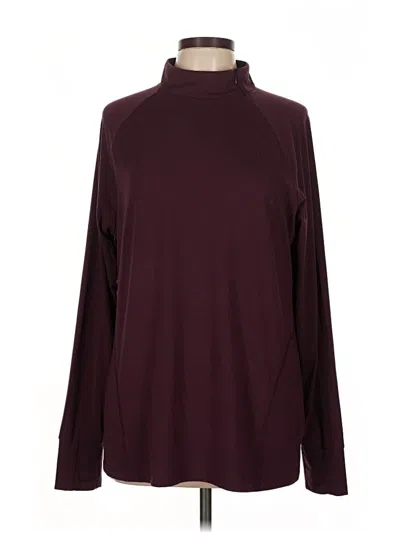 Pre-owned Weekends By Chico's Long Sleeve Top Burgundy Turtleneck Tops