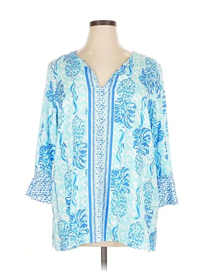 Lilly Pulitzer 3/4 Sleeve Blouse In Blue