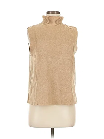 Pre-owned Zara Sleeveless Top Tan Turtleneck Tops In Brown