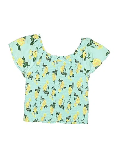 Pre-owned Justice Kids' Short Sleeve Blouse In Green