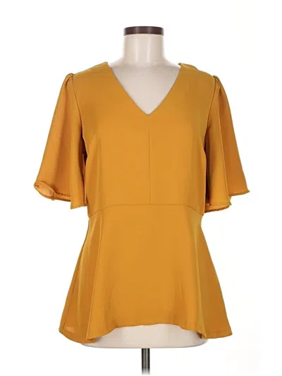 Pre-owned Ann Taylor Short Sleeve Blouse In Yellow