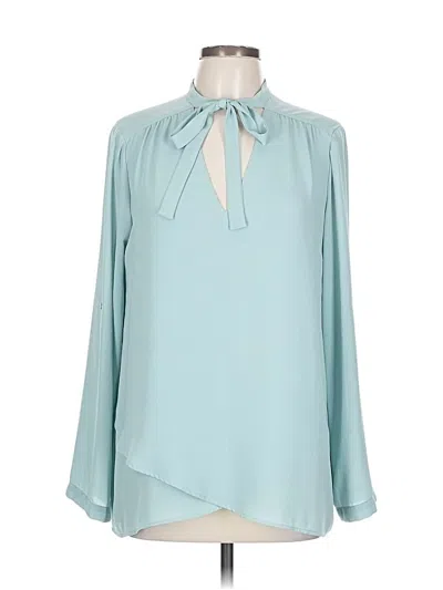 Pre-owned Karen Kane Long Sleeve Blouse In Blue