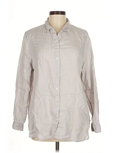 Pre-owned Jjill 3/4 Sleeve Button Down Shirt In Gray