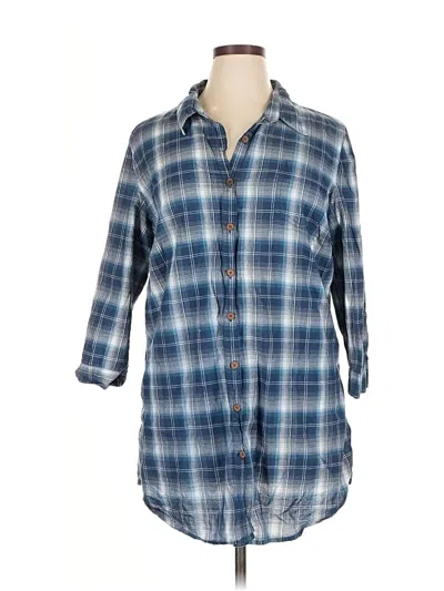 Pre-owned Style & Co 3/4 Sleeve Button Down Shirt In Blue