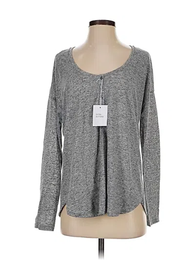 Pre-owned Victoria's Secret Long Sleeve Henley Shirt In Gray