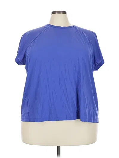 Pre-owned Athleta Short Sleeve Top Blue Mock Neckline Tops