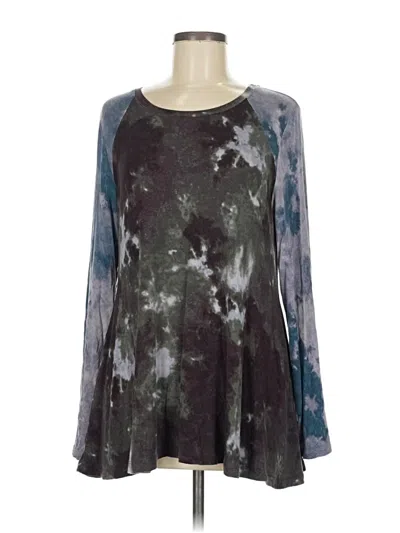 Pre-owned Logo By Lori Goldstein Long Sleeve Top Gray Boatneck Tops