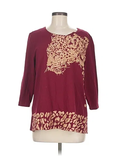 Pre-owned Alfred Dunner 3/4 Sleeve Top Burgundy Boatneck Tops