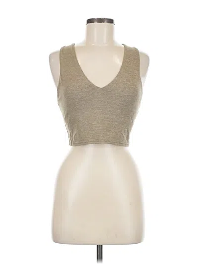 Pre-owned Quince Tank Top Tan Plunge Neckline Tops In Brown