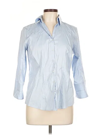 Pre-owned Lands' End 3/4 Sleeve Button Down Shirt In Blue