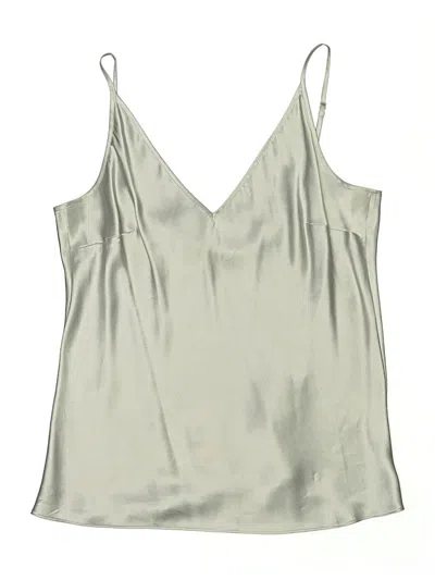 Pre-owned Iris & Ink Sleeveless Silk Top Silver Plunge Neckline Tops