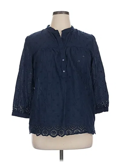 Pre-owned Jennifer & Grace 3/4 Sleeve Blouse In Blue