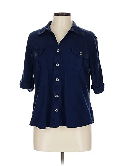 Pre-owned Style & Co 3/4 Sleeve Button Down Shirt In Blue