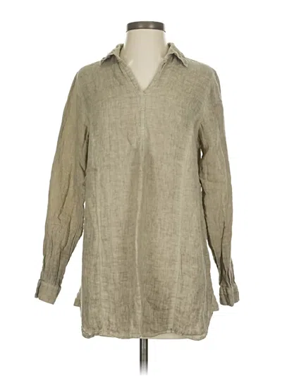 Pre-owned Jjill Long Sleeve Polo Shirt In Brown