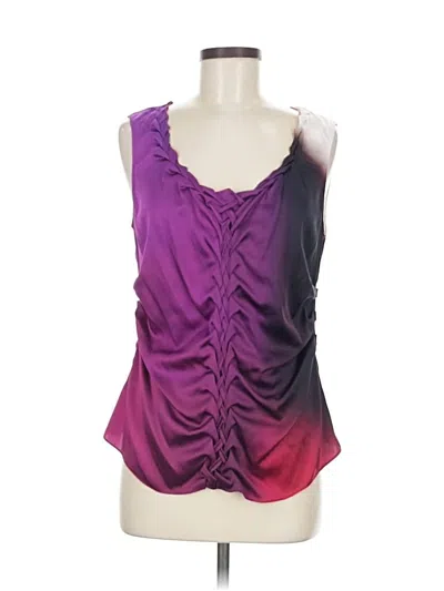 Pre-owned Elie Tahari Sleeveless Silk Top Purple Sweetheart Neckline Tops