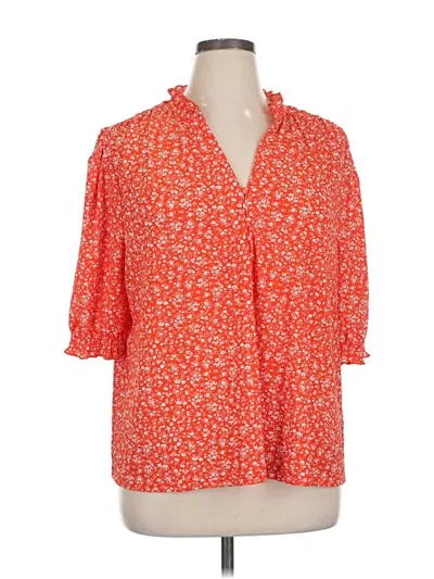 Pre-owned Melloday 3/4 Sleeve Blouse In Orange