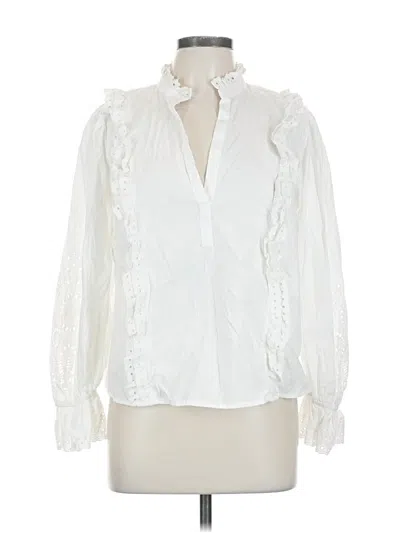 Pre-owned Maeve By Anthropologie Long Sleeve Blouse In White