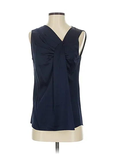 Pre-owned Elie Tahari Sleeveless Silk Top Blue V Neck Tops