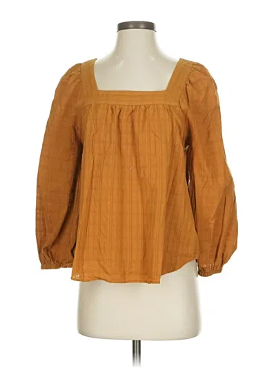 Pre-owned Madewell 3/4 Sleeve Blouse In Brown