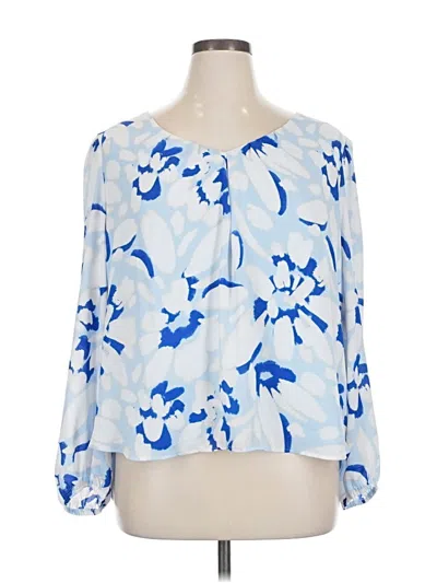 Pre-owned Ann Taylor Loft 3/4 Sleeve Blouse In Blue