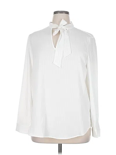 Adrianna Papell Long Sleeve Blouse In White