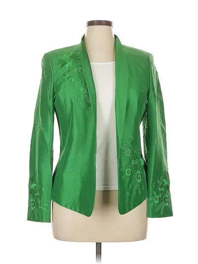 Pre-owned Peck & Peck Silk Blazer Jacket In Green