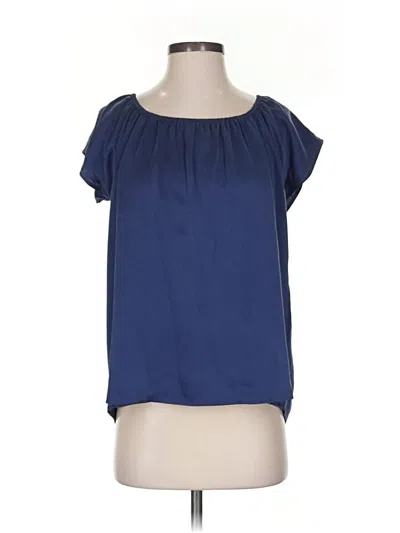 Pre-owned Joie Short Sleeve Silk Top Blue Boatneck Tops