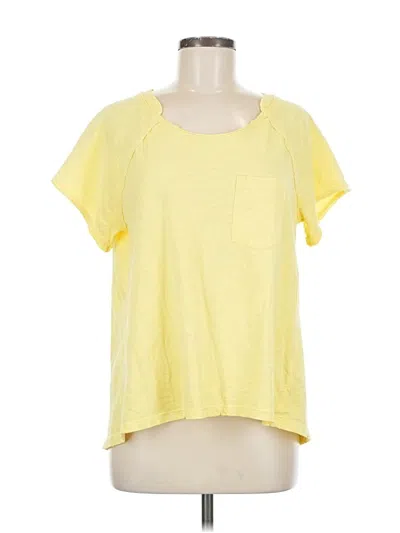 Pre-owned Pilcro Short Sleeve Top Yellow Scoop Neck Tops