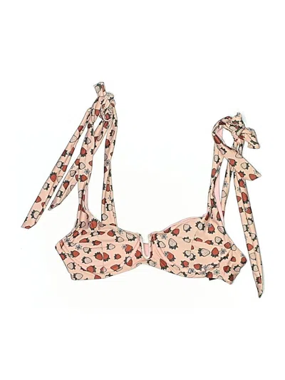 Pre-owned Beach Riot Swimsuit Top Tan Animal Print Pattern Swimwear In Brown