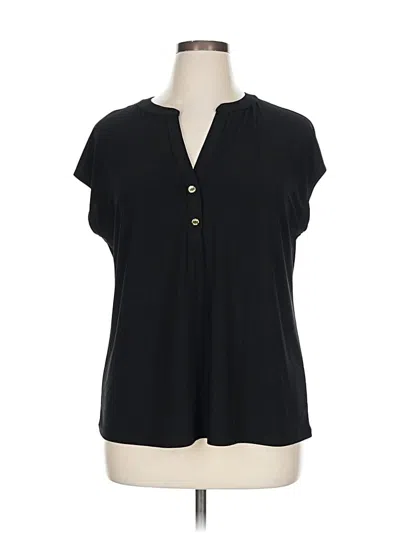Pre-owned Anne Klein Short Sleeve Blouse In Black