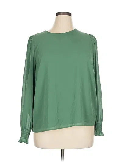 Pre-owned J.crew Factory Store Long Sleeve Blouse In Green