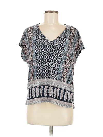 Pre-owned Lucky Brand Short Sleeve Blouse In Blue