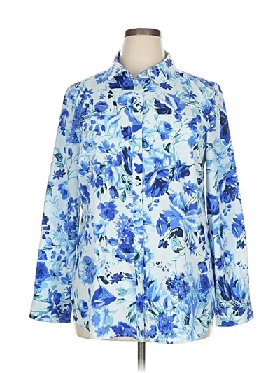 Pre-owned Isaac Mizrahi Live Long Sleeve Blouse In Blue