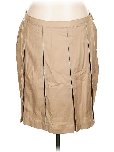 Pre-owned Lands' End Faux Leather Skirt In Brown