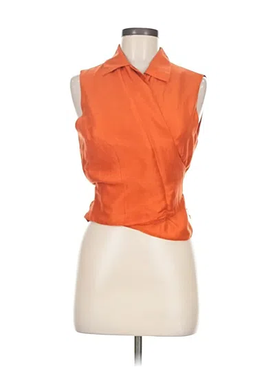 Pre-owned Ice Sleeveless Silk Top Orange Halter Neckline Tops