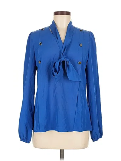 Pre-owned Unbranded Long Sleeve Blouse In Blue