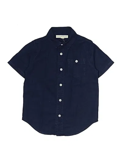 Pre-owned Hope & Henry Kids' Short Sleeve Button Down Shirt In Blue