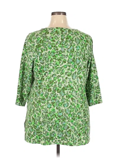Pre-owned Isaac Mizrahi Live 3/4 Sleeve T-shirt In Green