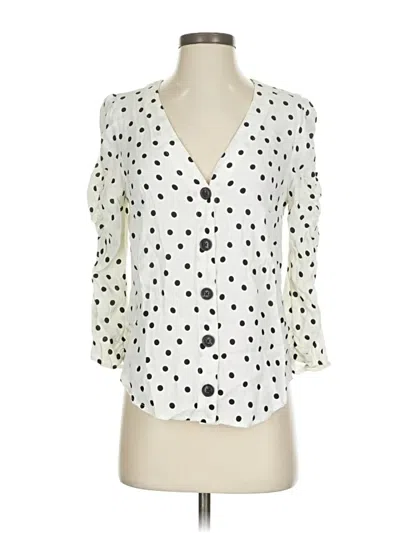 Pre-owned Maeve By Anthropologie 3/4 Sleeve Blouse In White