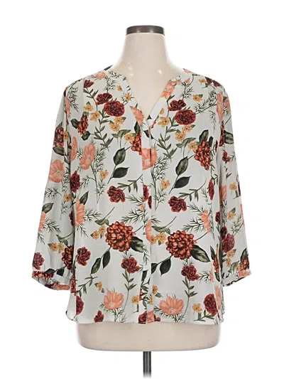 Pre-owned Nydj 3/4 Sleeve Blouse In White