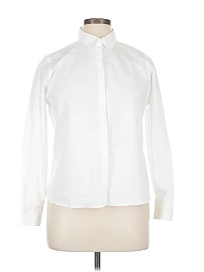 Pre-owned Lands' End Long Sleeve Button Down Shirt In White