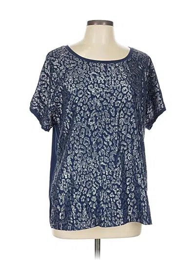 Pre-owned Zenergy By Chico's Short Sleeve Blouse In Blue