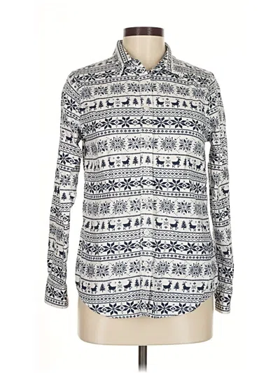 Pre-owned Lands' End Long Sleeve Button Down Shirt In White