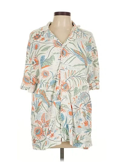 Pre-owned Zara 3/4 Sleeve Button Down Shirt In White