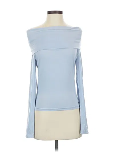 Pre-owned Gottex Long Sleeve Top Blue Off The Shoulder Neckline Tops