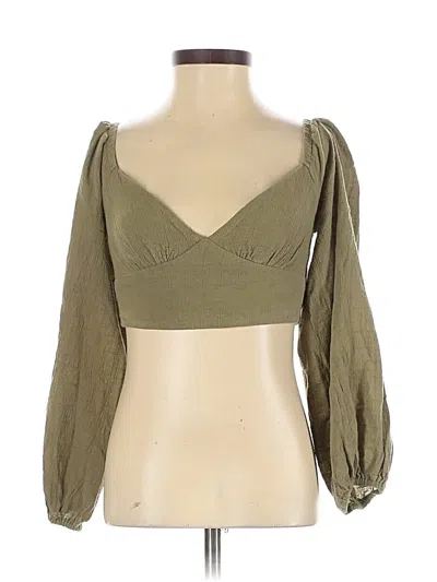 Pre-owned Princess Polly 3/4 Sleeve Blouse In Green