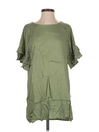 Pre-owned Umgee Short Sleeve Blouse In Green